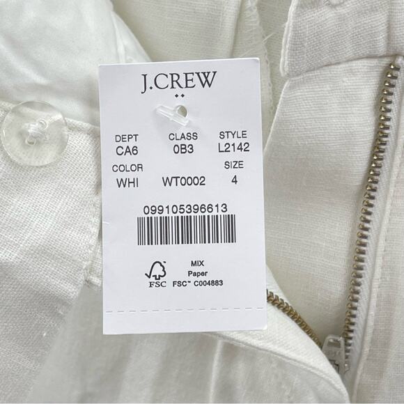 NWT J. Crew Scalloped Linen Blend White Flat Front Preppy Coastal Shorts Size 4 - Picture 9 of 12